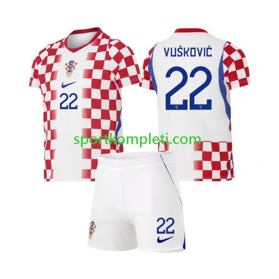 Hrvatska Djeca Domaći Nogometni Dres Luka Vuskovic 22 World Cup 2026 Kratki Rukavi