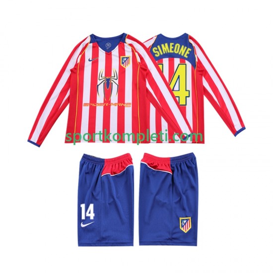 Atlético Madrid Retro Djeca Domaći Nogometni Dres SIMEONE 14 2004 2005 Dugi Rukavi