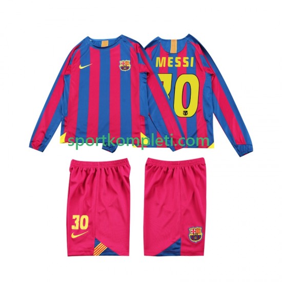 FC Barcelona Retro Djeca Domaći Nogometni Dres Lionel Messi 10 2005 2006 Dugi Rukavi