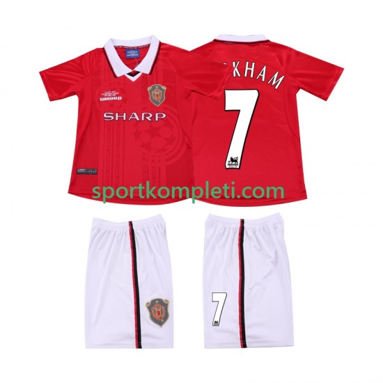 Manchester United Retro Djeca Domaći Nogometni Dres BECKHAM 7 1999 2000 Kratki Rukavi
