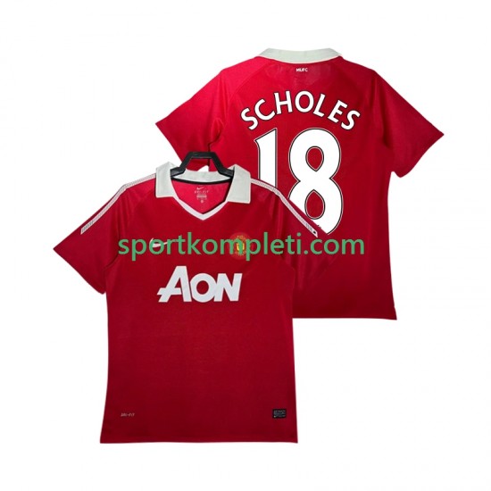 Manchester United Retro Muškarci Domaći Nogometni Dres SCHOLES 18 2010 2011 Kratki Rukavi