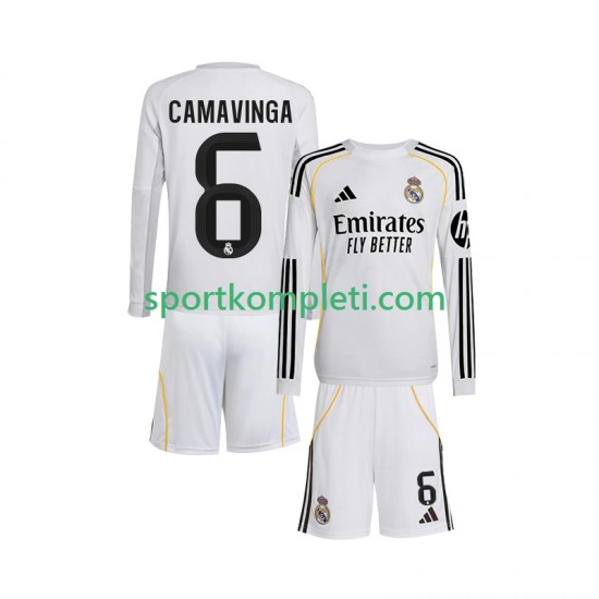 Real Madrid Djeca Domaći Nogometni Dres Camavinga 6 2025-2026 Dugi Rukavi